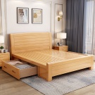 现代中式家具南康工厂直销榉木实木床1.8米双人1.5气压高箱储物床
