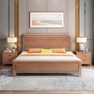 咖啡色榉木实木床1.8米双人床1.5米现代简约1.35米1m1.2米儿童床