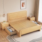原木色榉木实木床1.8米双人床1.5米现代简约1.35米1m1.2米单人床