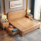 榉木实木床1.8米双人床1.5m现代简约榉木床单人1.2米1.35m1米童床